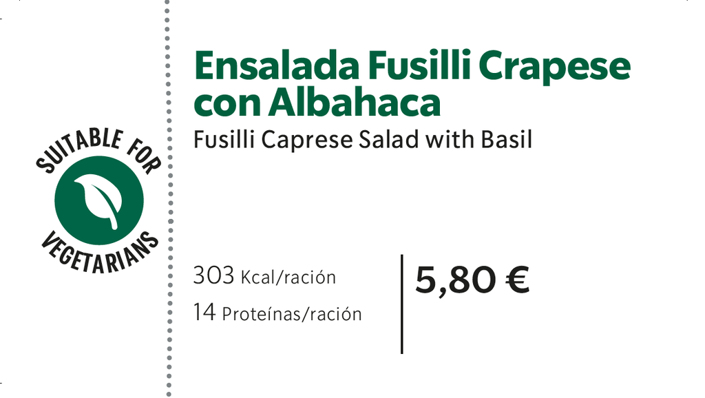 Ensalada fusilli crapese con albahaca