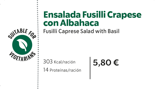 Ensalada fusilli crapese con albahaca