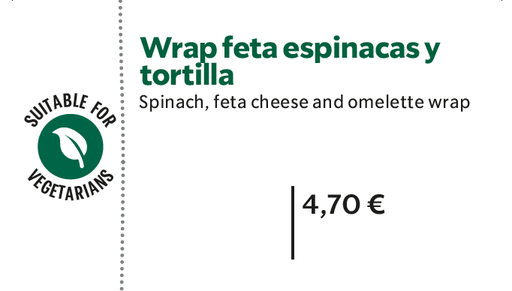 Wrap Feta espinacas y tortilla